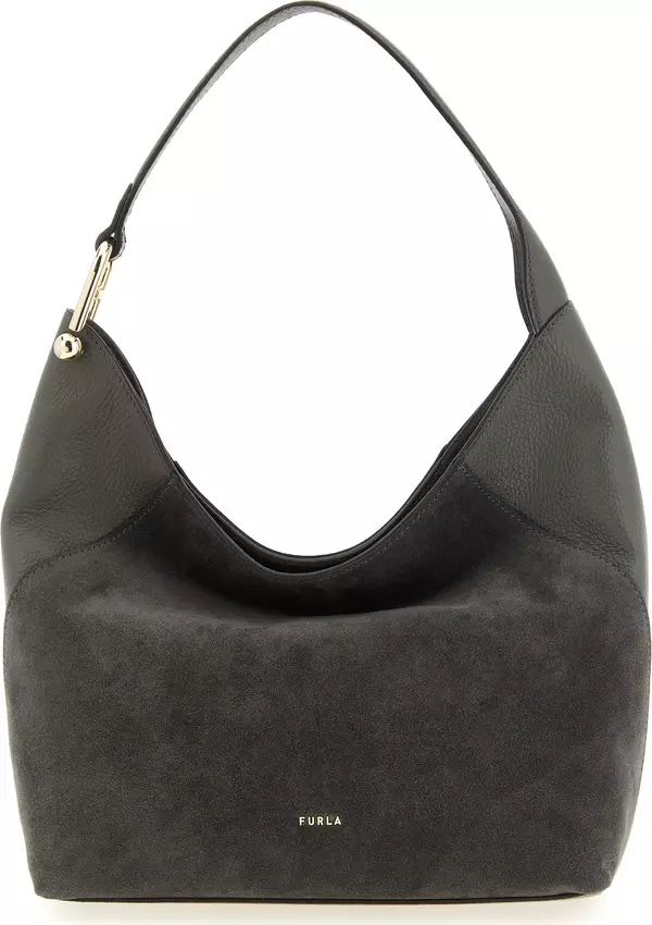 Gray Calfskin Shoulder Bag