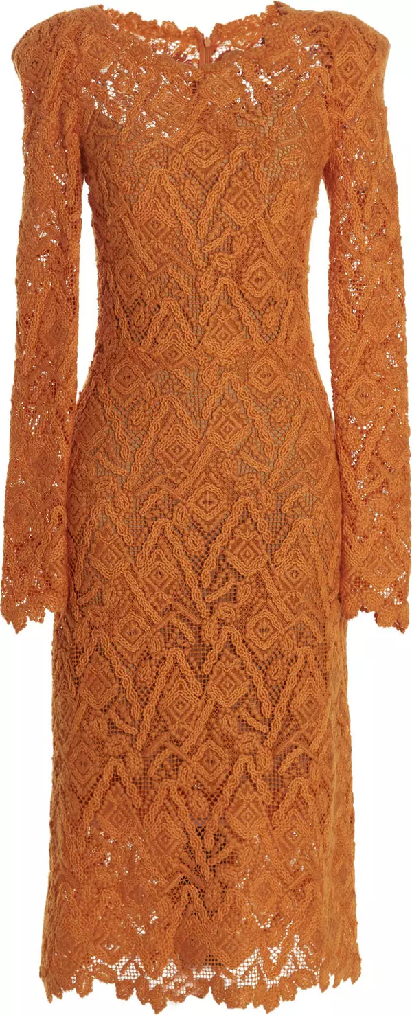 Orange Wool Midi Dress