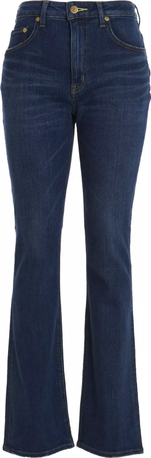 Blue Cotton Flared Jeans