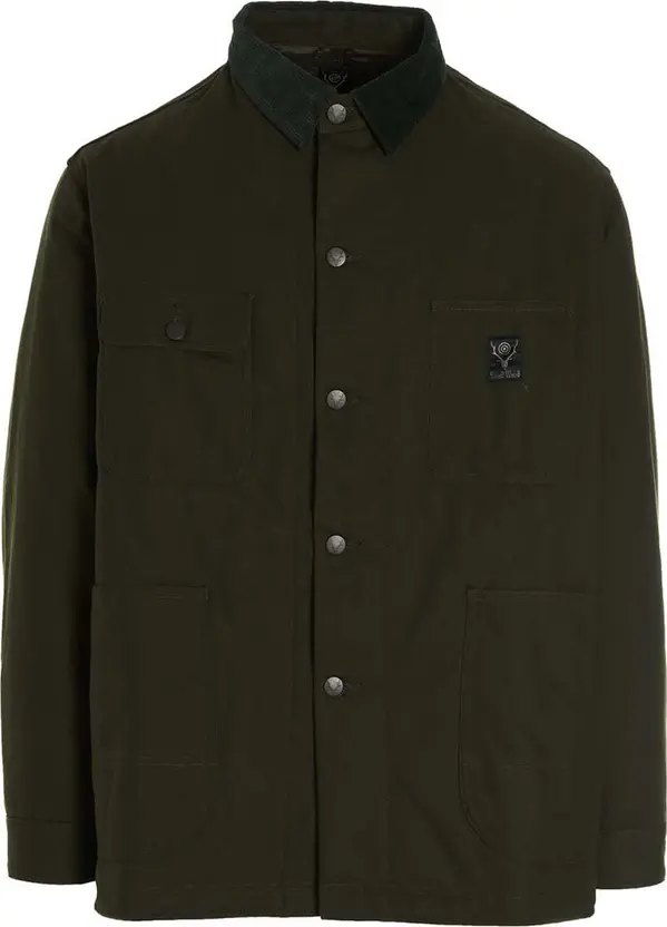 Bicolor Cotton Full-Length Jacket