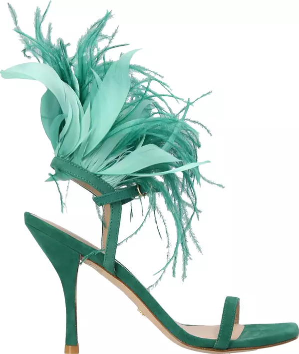 Bicolor Suede Leather Stiletto Heel Sandals