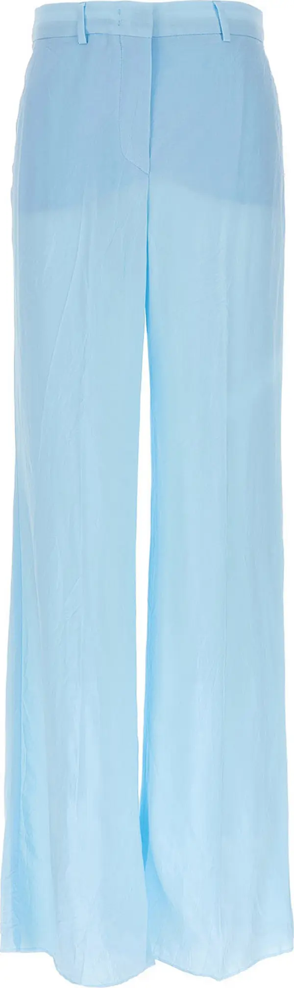 Blue Viscose Casual Pants