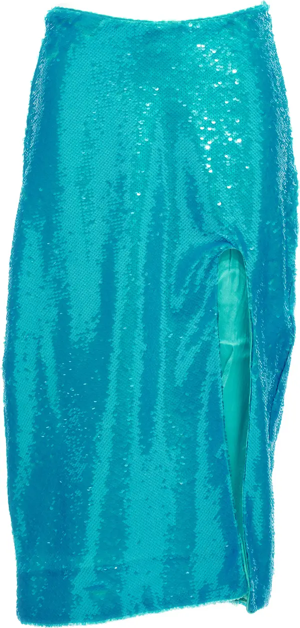 Blue Recycled Polyester Midi Skirt