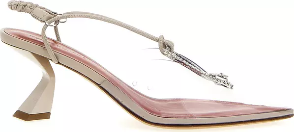 Beige Goatskin Mid Heel Pumps