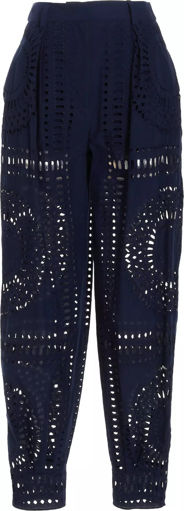 Blue Cotton Casual Pants