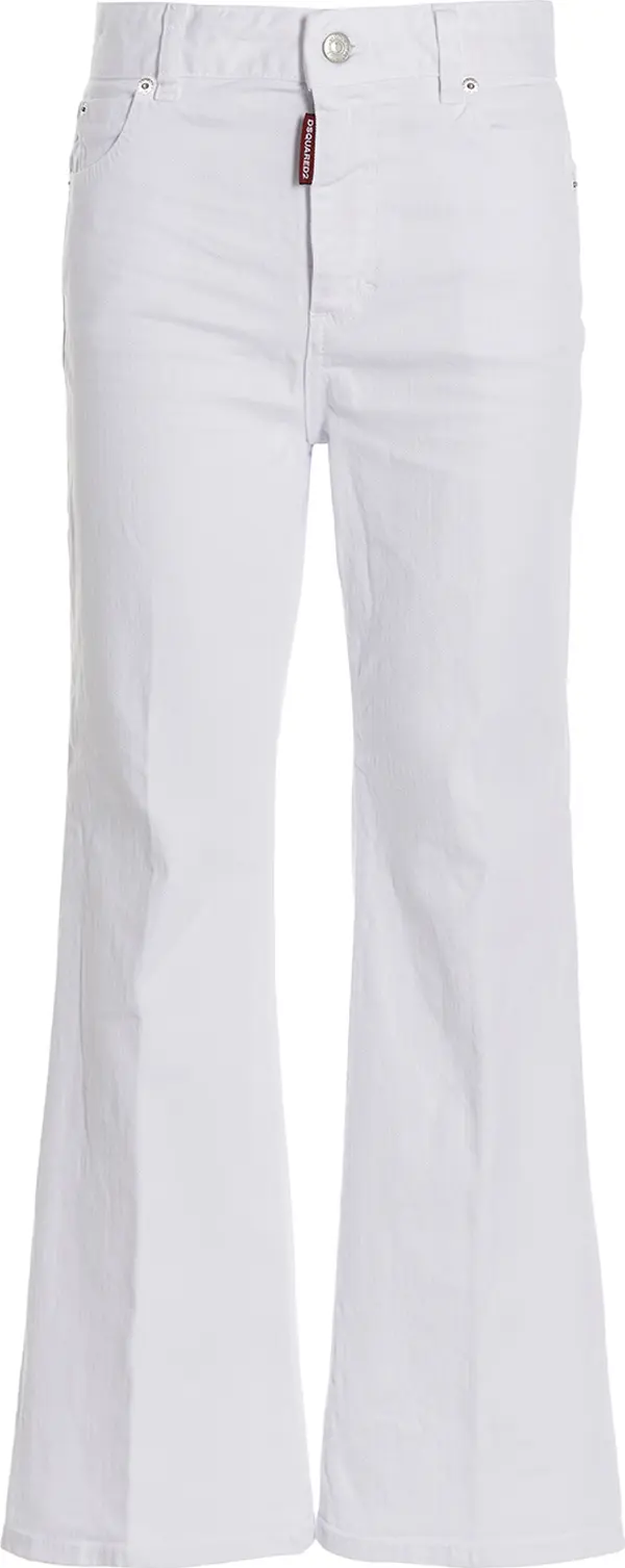 White Cotton Flared Jeans