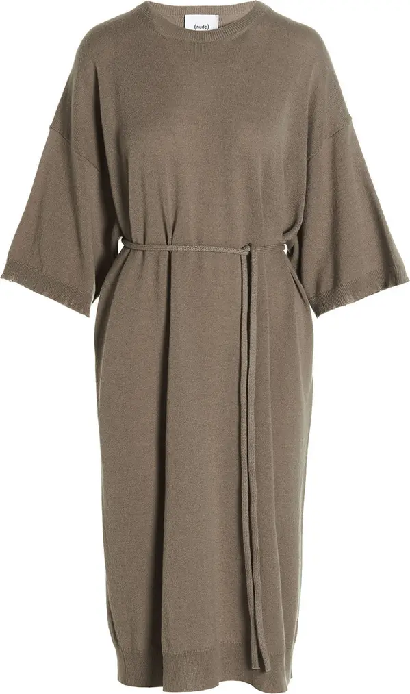 Beige Virgin Wool Long Dress