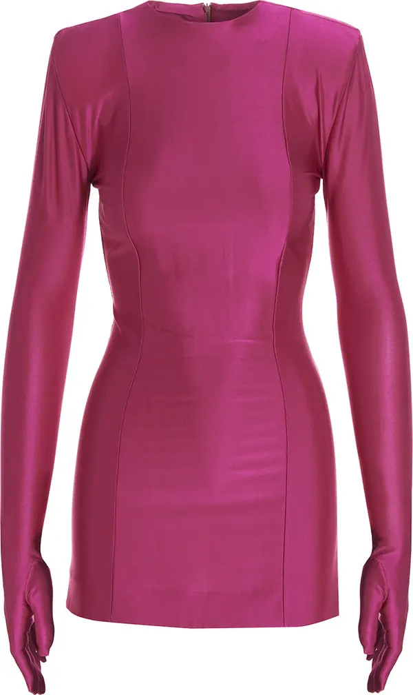 Fuchsia Viscose Short Dress