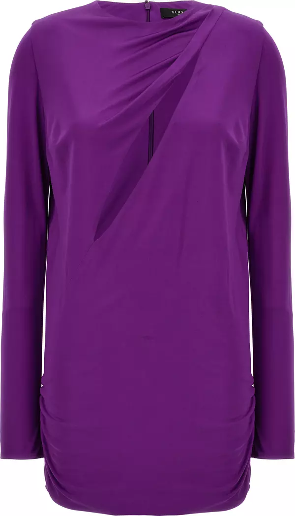 Purple Viscose Short Dress