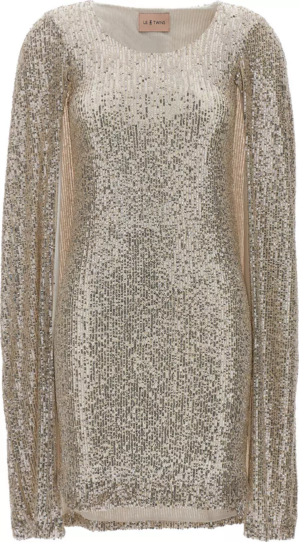 Silver Polyester Short Dress