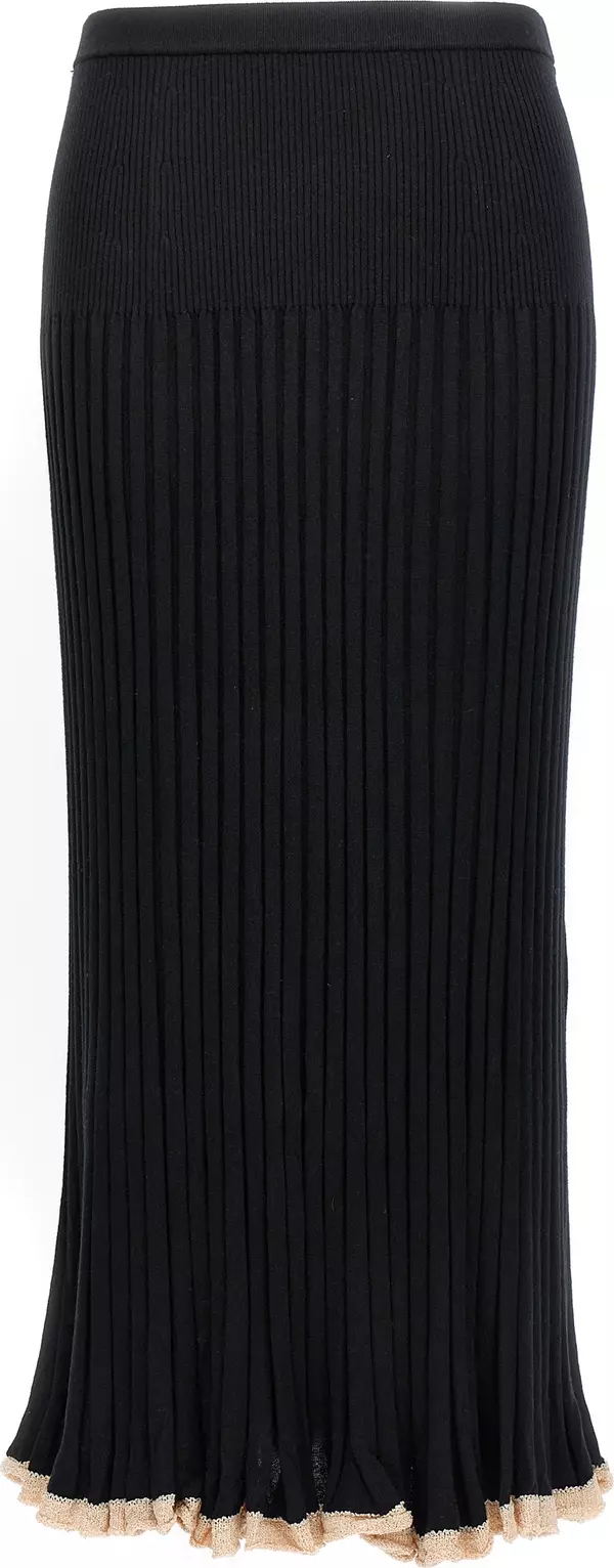 Black Silk Midi Skirt