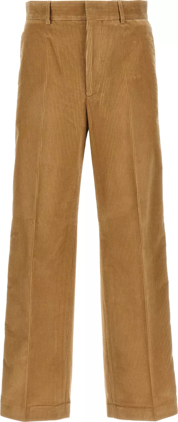 Beige Cotton Casual Pants