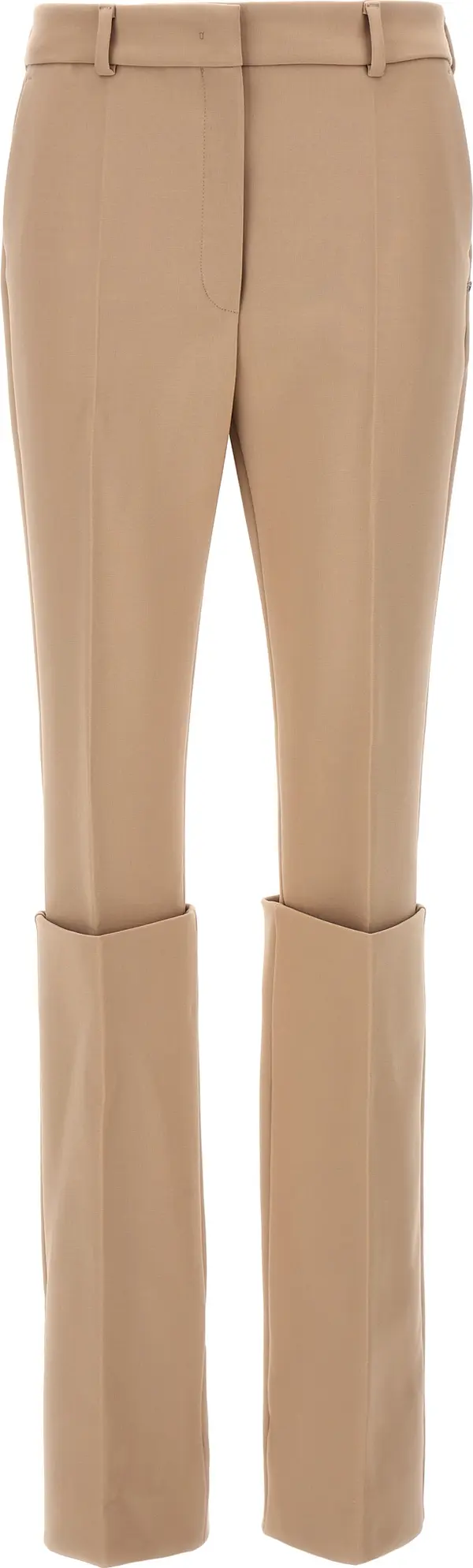 Beige Polyester Dress Pants
