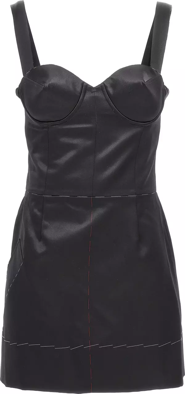 Black Acetate Short Dress