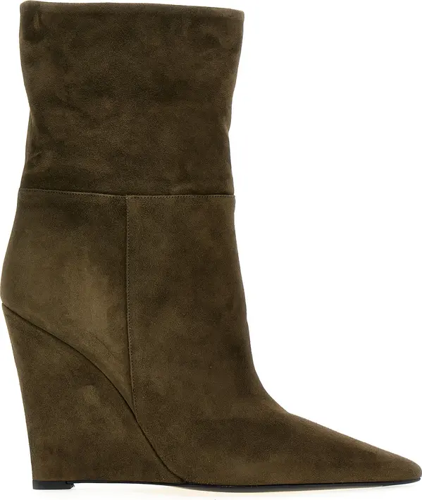 Bicolor Suede Leather Ankle Boots