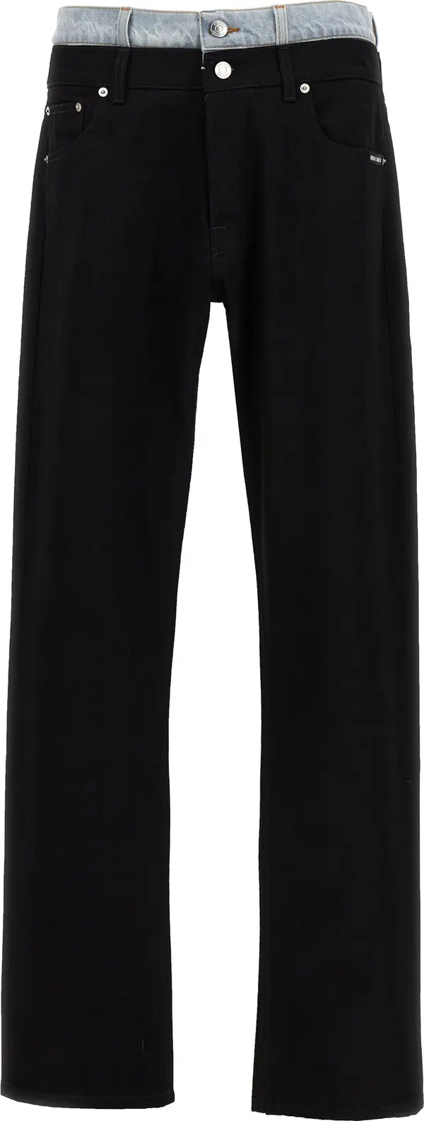 Black Cotton Straight-Leg Jeans