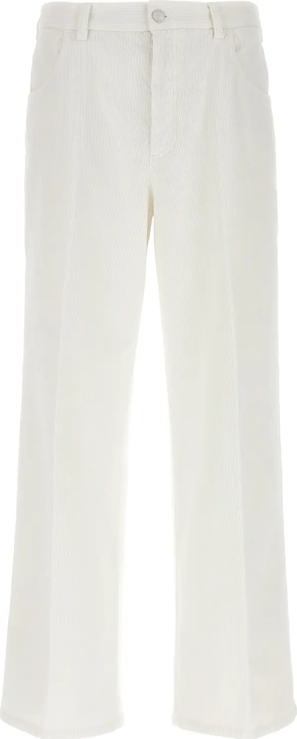 White Cotton Casual Pants