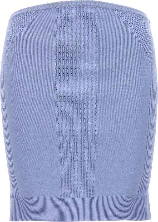Blue Viscose Long Skirt