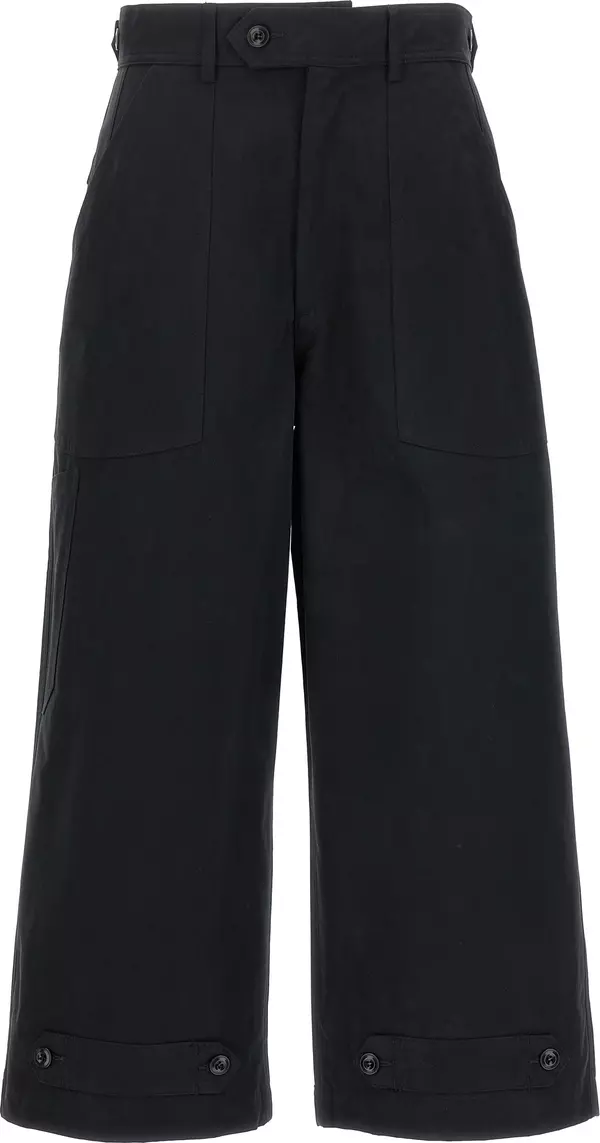 Black Cotton Casual Pants