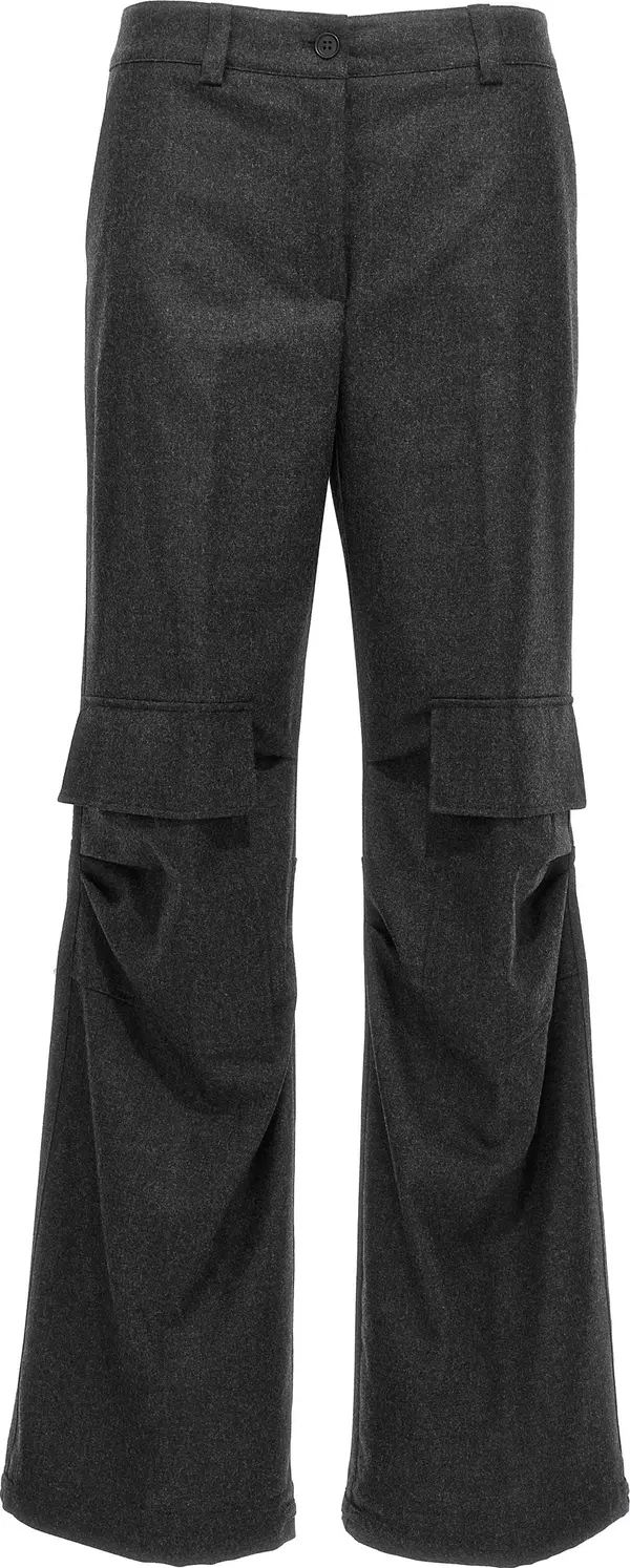 Gray Virgin Wool Cargo Pants
