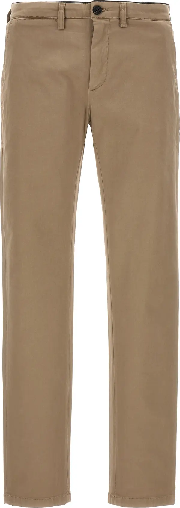 Beige Cotton Casual Pants