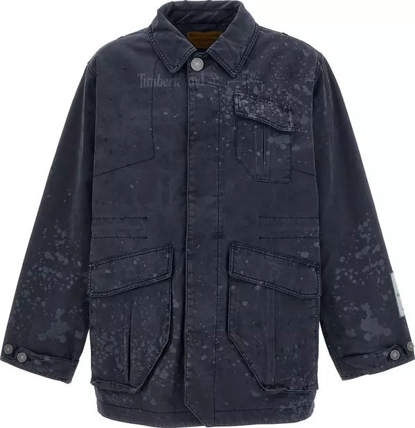 Blue Cotton Full-Length Jacket