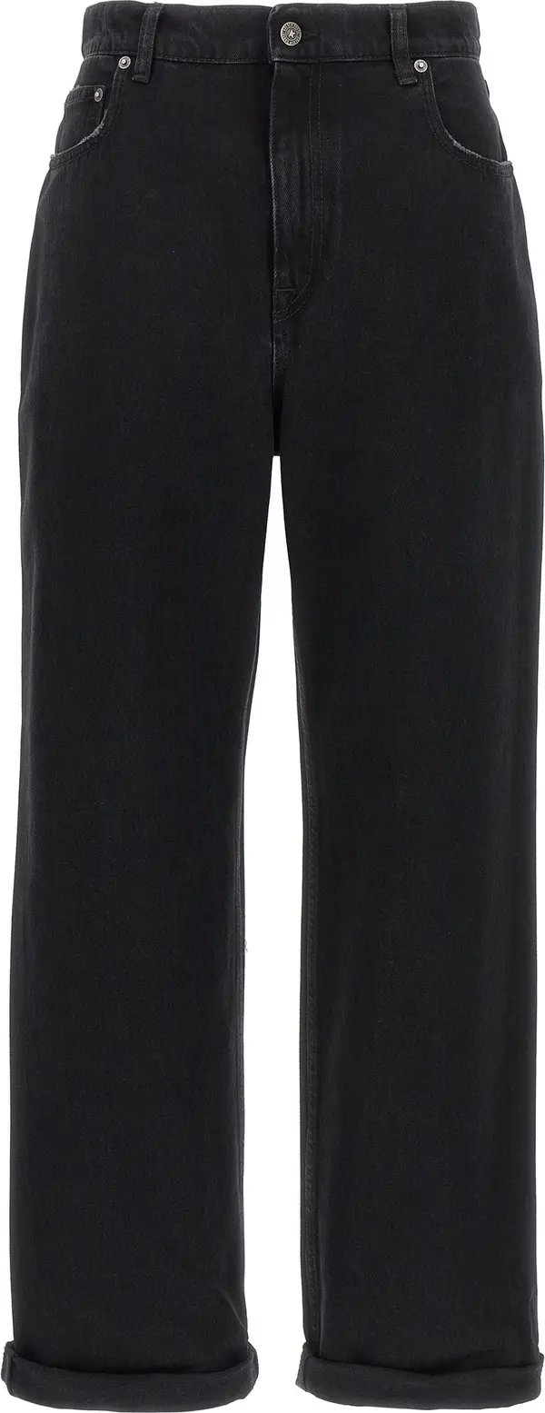 Black Cotton Relaxed Fit Jeans