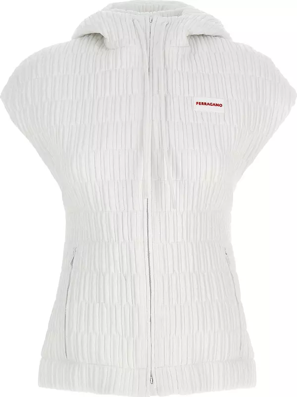 White Polyamide Sleeveless Jacket