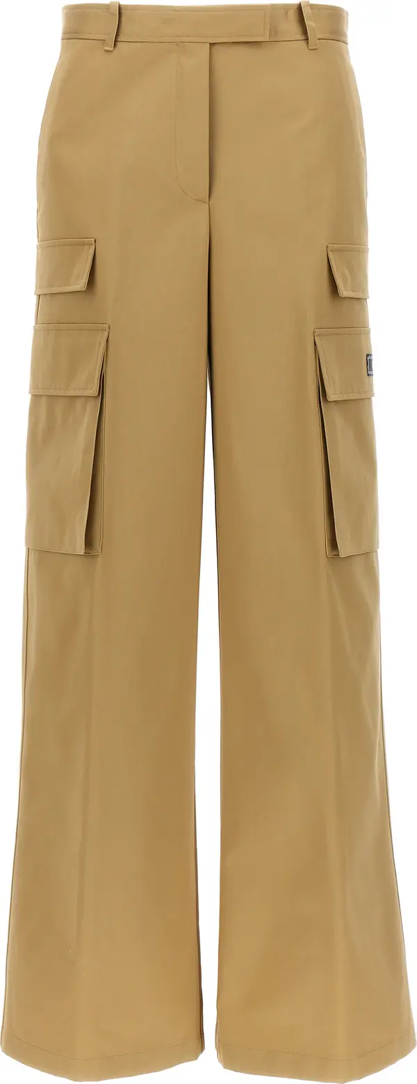 Beige Cotton Cargo Pants