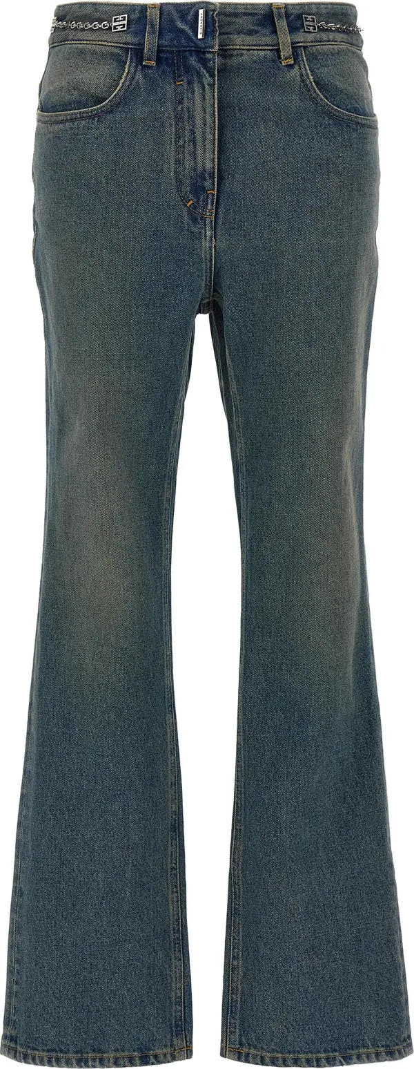 Blue Cotton Bootcut Jeans