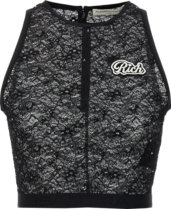 Black Polyamide Sleeveles T-Shirt
