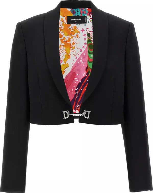 Black Polyester Full-Length Jacket