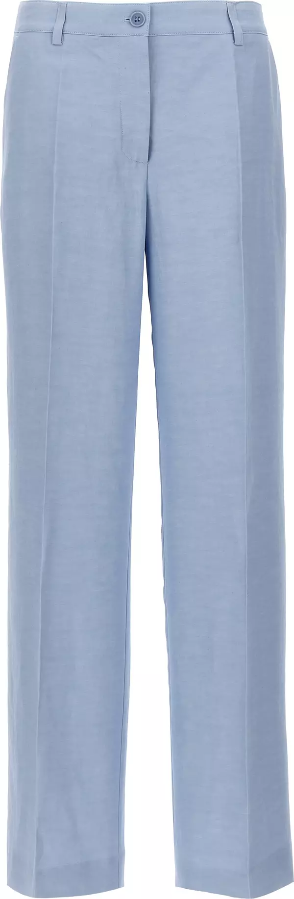 Blue Viscose Casual Pants