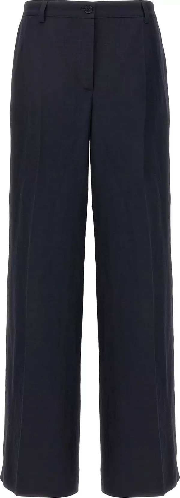 Blue Viscose Casual Pants