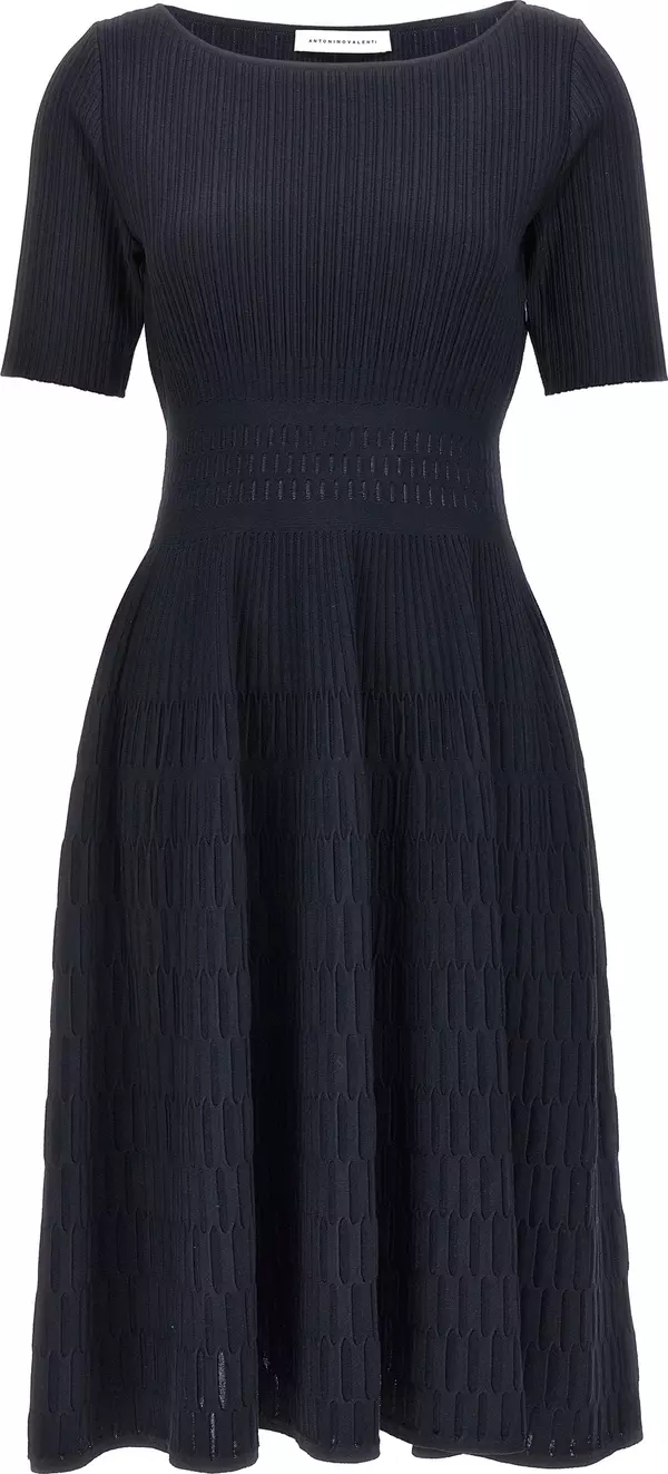 Blue Viscose Midi Dress