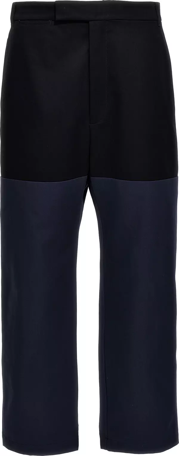 Blue Cotton Casual Pants