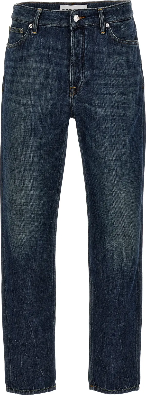 Blue Cotton Straight-Leg Jeans