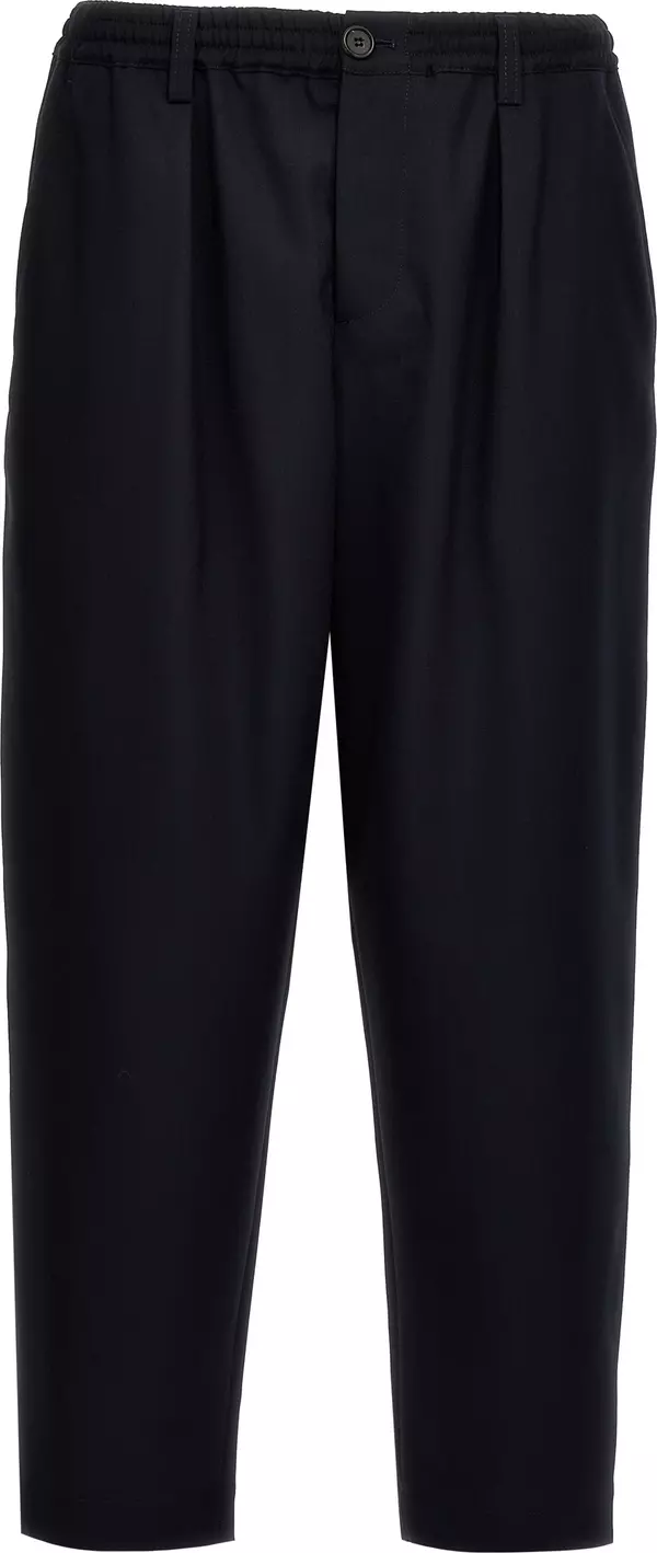 Blue Virgin Wool Cropped Pants