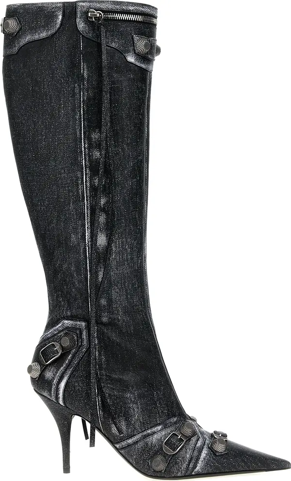 Black Lamb Leather Over The Knee