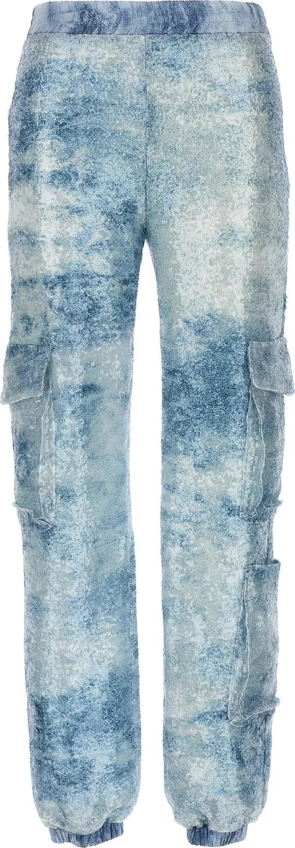 Blue Polyester Cargo Pants