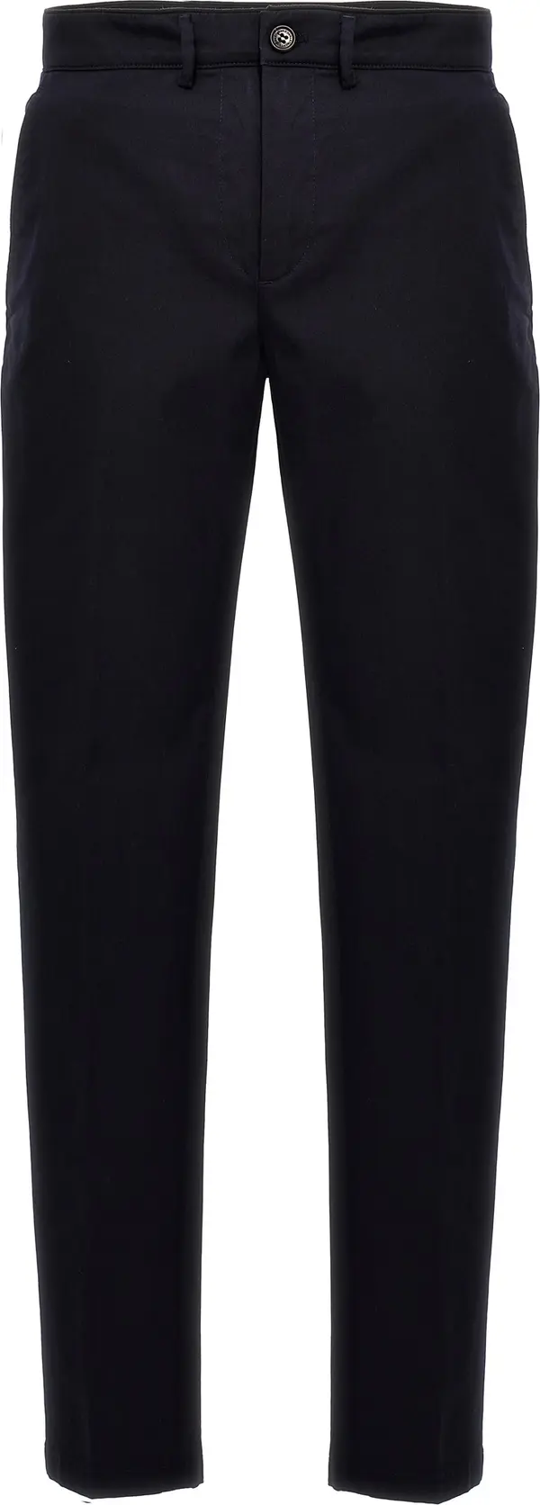 Blue Cotton Casual Pants