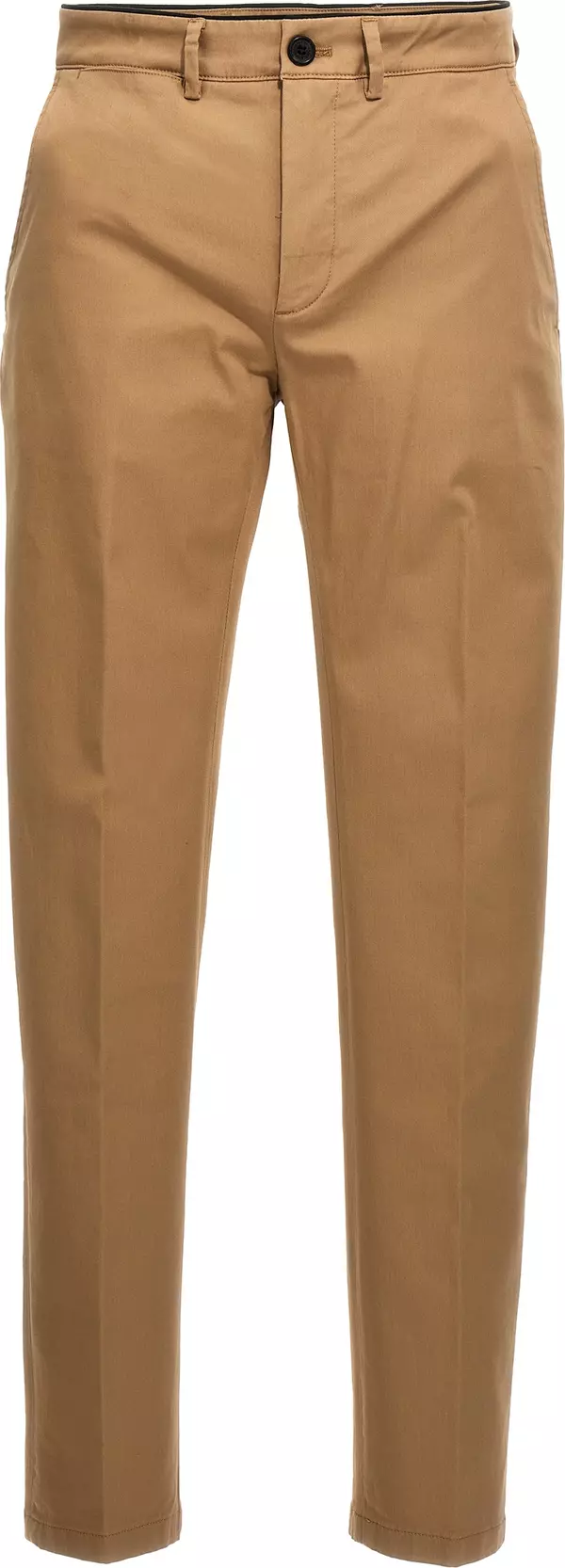 Beige Cotton Casual Pants