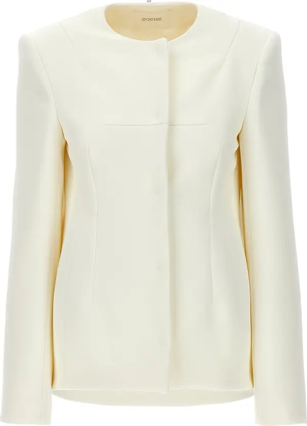 White Polyester Full-Length Jacket
