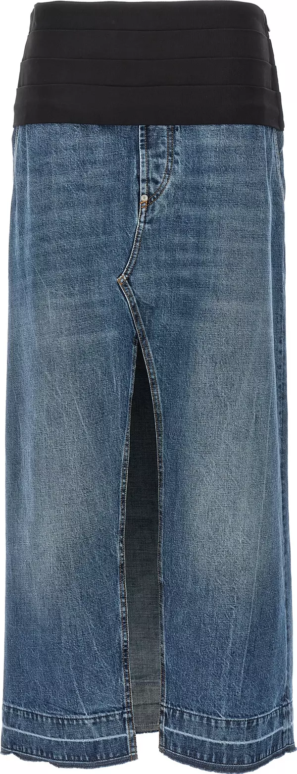 Blue Cotton Mini Skirt