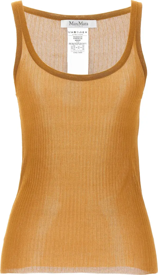 Beige Silk Tank Tops
