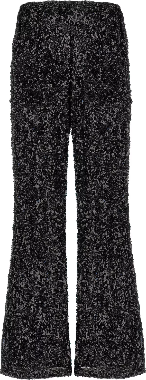 Black Polyester Flared Pants