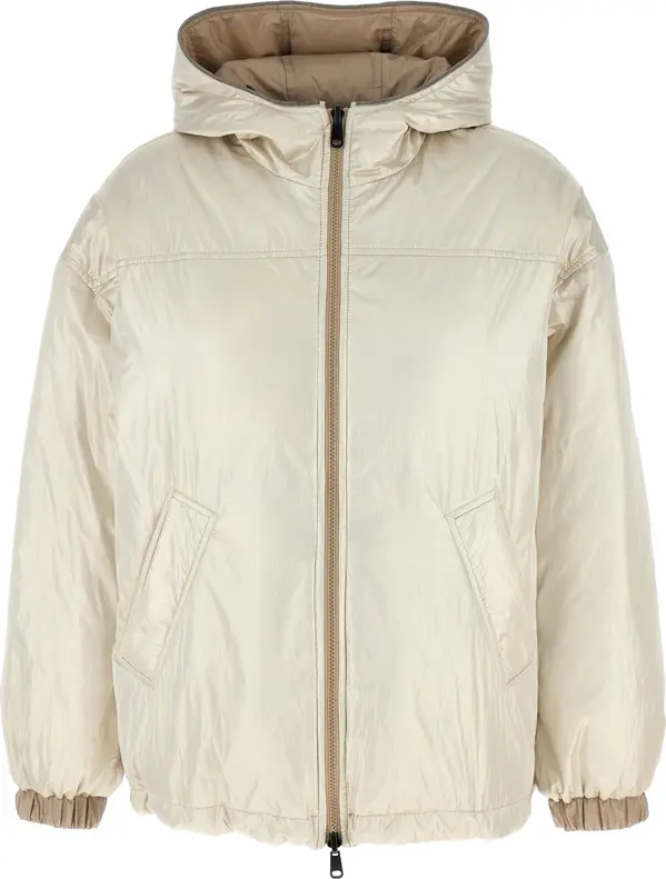 Beige Polyester Full-Length Jacket
