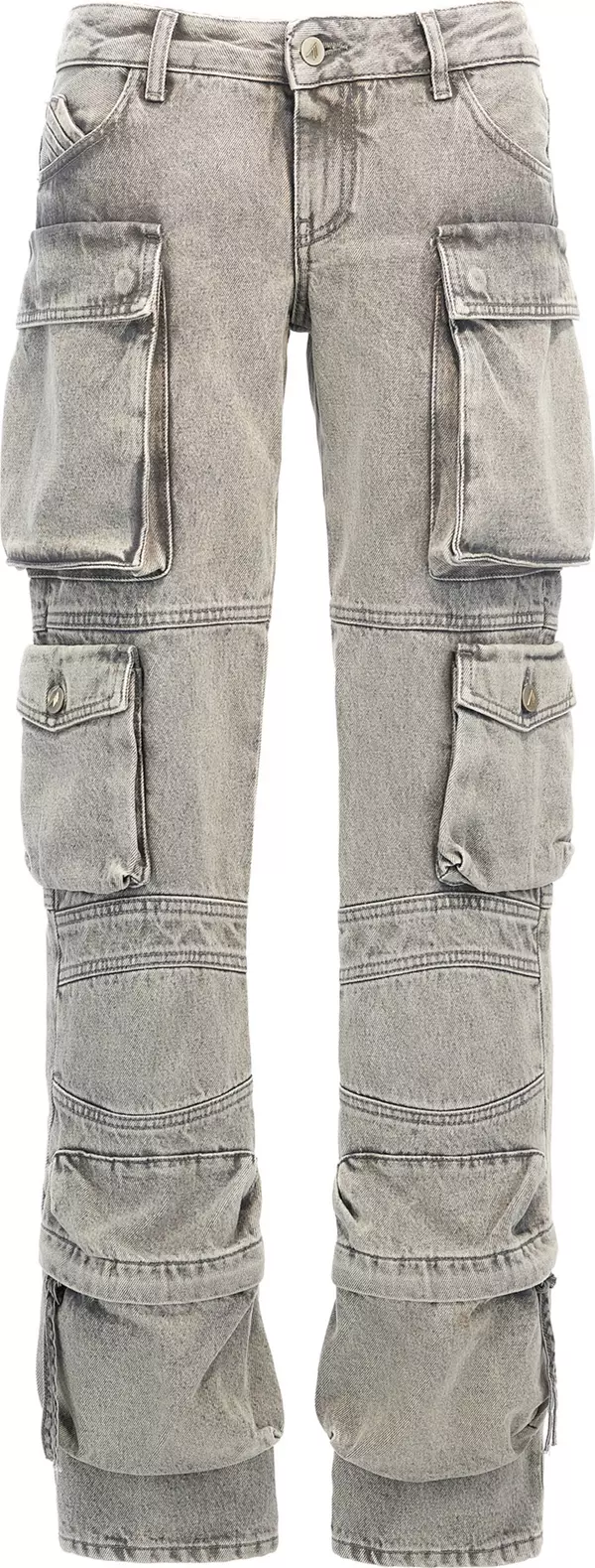Gray Cotton Cargo Pants