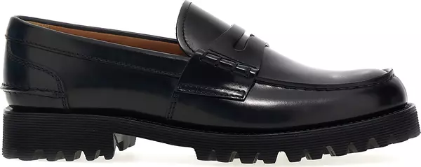 Black Cowhide Slip-On Loafers
