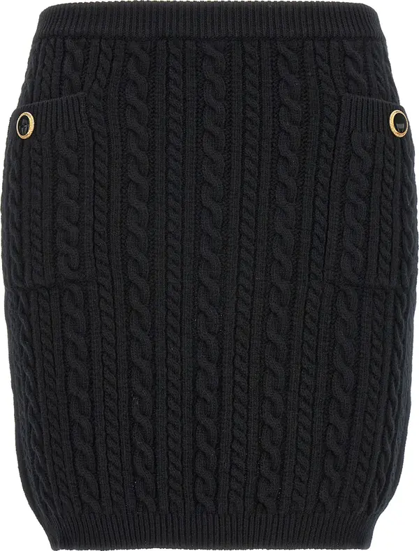 Black Wool Long Skirt